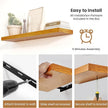 Fun Memories Wood Floating Shelves Set of 2, Rustic Pine Wood Floating Shelves for Wall Mounting, Wide Wall Shelf for Home Decor and Storage, 24