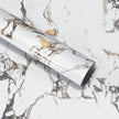 197x48inch Extra Wide Wall Paper White Gold Marble Contact Paper Peel and Stick Waterproof Self Adhesive Vinyl PVC Laminate Wrap Wallpaper for Kitchen Backsplash Bedroom Accent Walls Decor
