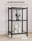 Bookcase Bookshelf, Tempered Glass Bookshelves, Slim Shelving Unit for Bedroom, Bathroom, Home Office, Steel Frame, 6 Tier Black BC10601B