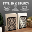 Geomod 3D Cube Black Metal Bookends Decorative for Heavy Books - Sturdy Boho Book Stops - Minimal Book Shelf Stopper - Durable Office Bookends - Weighted Metal Book Holders - 7x4.75 Inches - 3 Pair