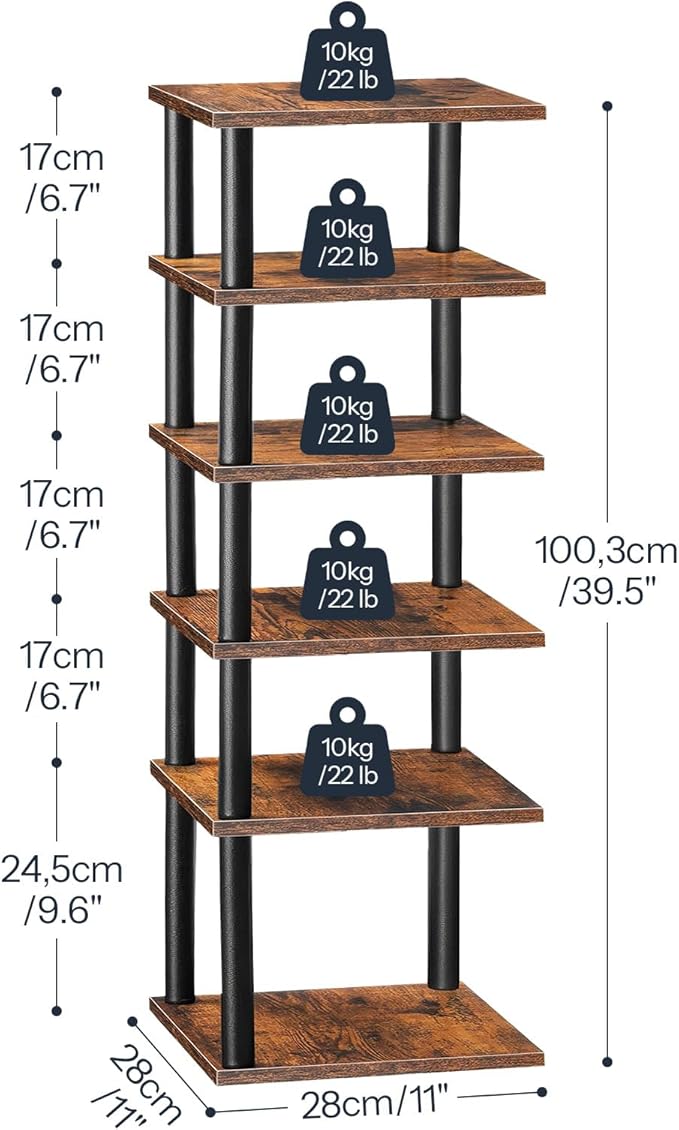 HOOBRO Vertical Shoe Rack, 6-Tier Narrow Shoe Shelf, Shoe Storage Organizer for Small Space, 11