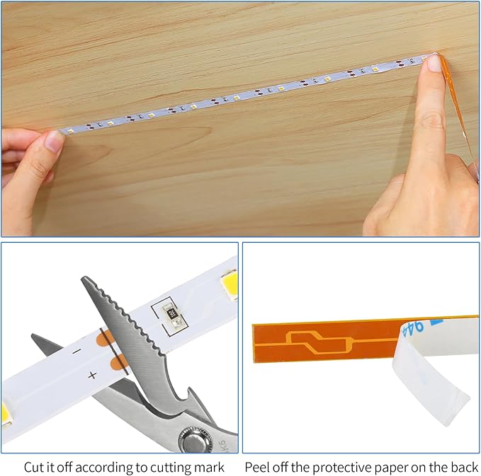 3.28ft Indoor Battery Powered LED Strip Lights Under Cabinet Stick on Lights Under Cabinet Kitchen Led Lights Short Led Strip Lights Battery Led Light x 3 Pack 3000K, Without Batteries