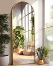 Arched Full Length Mirror, 18x58 in Gold, Wall or Floor Mounted, Bedroom Mirror
