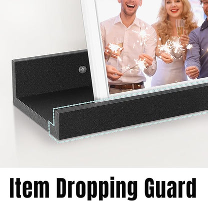 LaVie Home 23.6-Inch Black Floating Shelves for Wall Storage Set of 4 - Modern Minimalist Picture Ledge Shelf Wall Decor for Kitchen, Bedroom, Bathroom, and Living Room