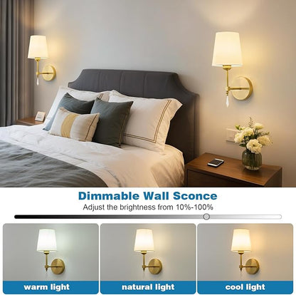 Wireless Wall sconces Set of Two,10000 Mah Battery Operated Wall Sconce with Remote,Dimmable 12 RGBS Rechargeable Wall Sconce,Cordless sconces wall decor set of 2 for Living Room,Bedroom (Gold)