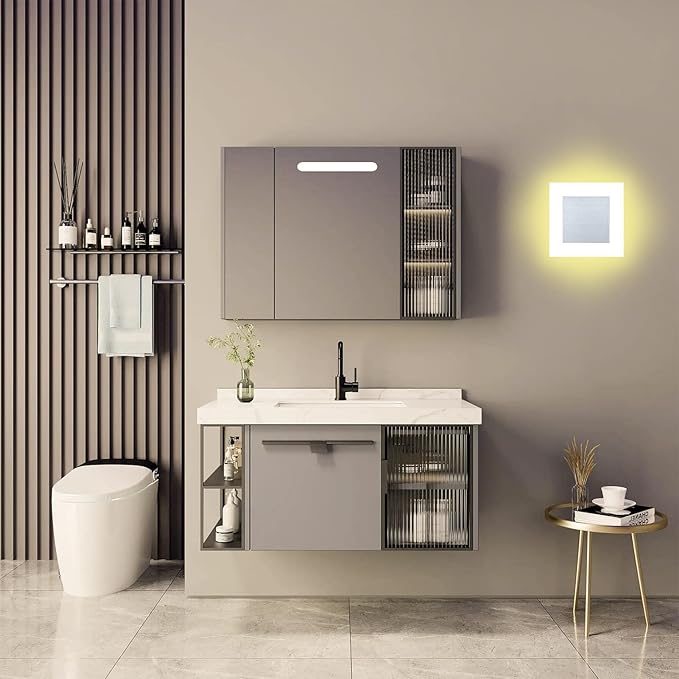 Kawell Modern 10W LED Wall Sconces Indoor LED Wall Light Square Acrylic LED Wall Lamp Minimalists LED Wall Light Sconce for Bedroom Living Room Stairwell Hallway Lounge, Warm White
