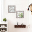 Boho Wall Mirror Decor, Set of 2 Rustic Farmhouse Accent Mirror 12x12 Inch, Square Shatterproof Vintage Style Mirrors for Wall, Small Decorative Mirrors for Living Room, Bedroom(Brown)