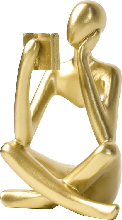 Style-B Gold, Creative Abstract Thinker Bookend for Home Aesthetic, Study, and Wine Cabinet – Stylish Shelf Decor Accent and Thoughtful Gift for Living Room, Bar, or Coffee Shop