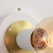 BRIGHTTIA Luna Uno 1-Light Wall Sconce - Mid Century Industrial Modern Flush Mount Fixture for Wall & Ceiling - Minimalist Lamp for Bathroom and Small Spaces - White & Gold (BC0026-1WG)