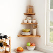 Oak Corner Shelf 10 inches Natural Wood Floating Corner Shelves Round End Wall Mounted Display Shelf Corner Plant Stand for Bathroom Kitchen Bedroom Livingroom Floating Shelves