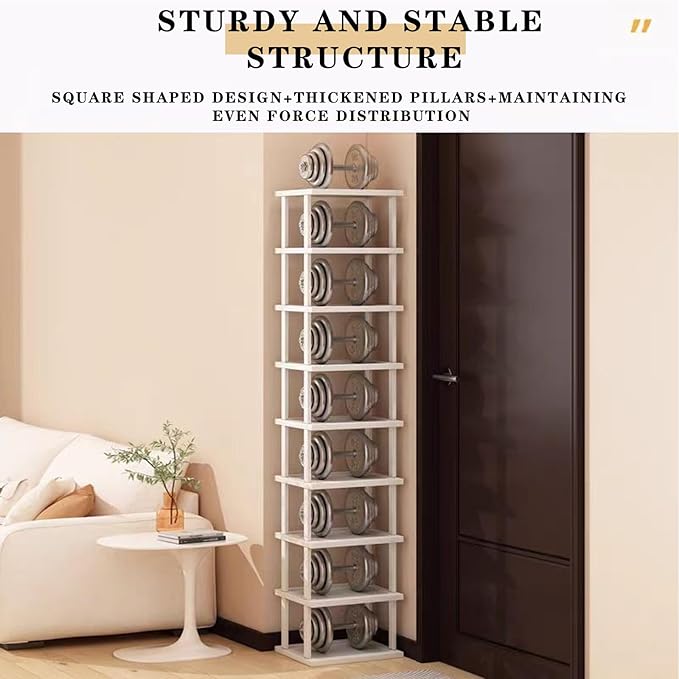SAN HE 7-Tier Modern Bamboo Shoe Rack - Vertical, Slim, Space-Saving Shoe Organizer for Small Spaces, Closet, Entryway, Corner, Garage, Bedroom