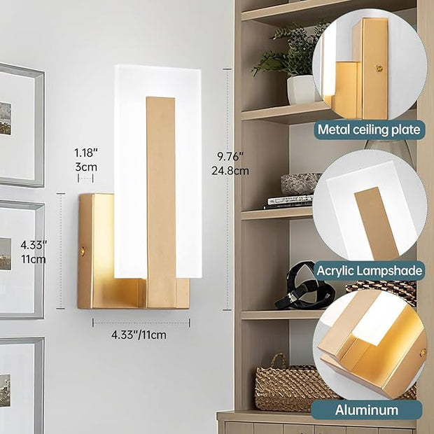 Modern LED Wall Sconces, 8W Indoor Acrylic Wall Mounted Lighting Fixture, 6000K Cool White Hardwired LED Wall Lamp for Living Room, Bedroom, Corridor, Bedside