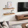 Solid Wood Floating Shelves Bathroom 24 inch Rustic Wall Wood Display Shelves with Grooves Set of 2 Home Decor for Living Room Bedroom Kitchen Farmhouse 24x6.7 inch - Brown