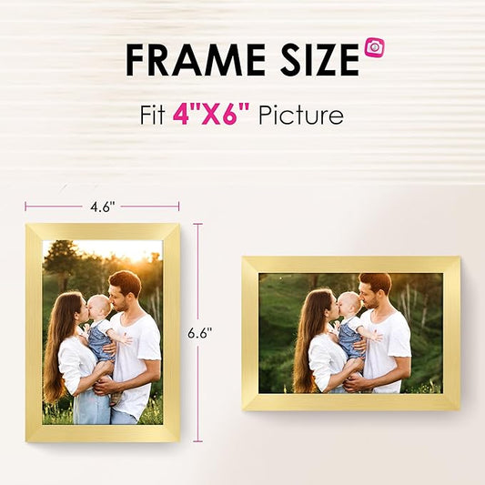 FIXSMITH 4x6 Picture Frame Bulk-4 Pack, Gold Picture Frames Collage Wall Decor, Wall & Tabletop Picture Frames, Photo Frame 4x6 with HD Plexiglass