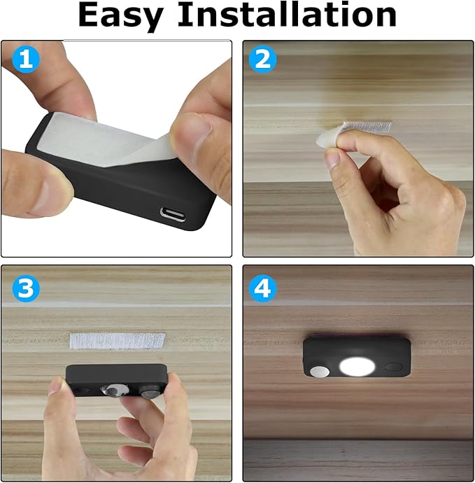 LED Motion Sensor Puck Lights, Rechargeable Cabinet Lights, Stick on Wireless LED Night Light for Closet, Drawer, Shelf, Under Cabinet, Warm White 6Pack, USB Charging Cord Included