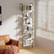 aboxoo Ladder Shelf 6-Tier Bookshelf,White Faux Marble Shelves Wall Mounted Bookshelf Open Storage Rack Display Shelf Plant Stand for Living Room Kitchen Home Office Bedroom