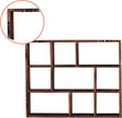 SOFE Small Brown Wood Shadow Box with Shelves, 3 Tier Wall Shelving Unit, 9-Compartment Wall Mounted Curio Cabinet, Knick Knack Display Shelf, Floating Cube Shelves for Walls, Shot Glass Display Case