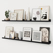 RICHFOCUS Picture Ledge Shelf, 48 inch Floating Shelves Set of 2, Wood Wall Shelves with Lip, Wall Decor Storage for Bedroom Living Room Bathroom Kitchen Nursery Photo Picture, Black