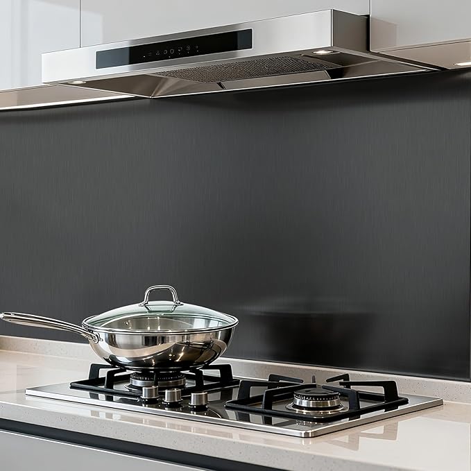 Dark Gray Stainless Steel Contact Paper Peel and Stick Countertop 15.7x196 Stainless Steel Peel Stick Wallpaper Self Adhesive Thick Vinyl Waterproof for Wall Paper Fridge Kitchen Cabinets