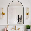 Bathroom Mirror for Wall, 38x26 Inch Arched Mirror, Matte Black Metal Framed Bathroom Vanity Mirror for Restroom Farmhouse, Anti-Rust, Tempered Glass, Hanging or Leaning