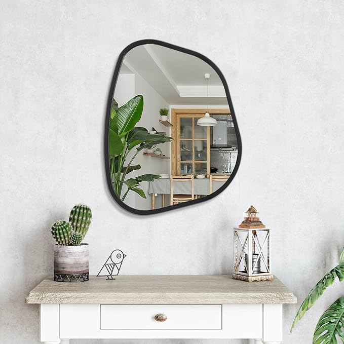 Black Asymmetrical Wall Mirror Large 20