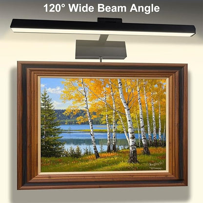 Picture Light for Paintings Plug in, 16" 6W Remote Control Wall lights for Painting, 3 Color Temperatures Paintings Light Dimmable Art Lights for Display, Wall, Artwork, Gallery (Black, 2 Pack)