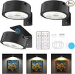 3 Pack Picture Lights for Wall, Rechargeable Battery Operated wall lights, Picture Frame lights with 3 Lighting Modes, Wireless Magnetic Painting Light with Remote Control Timer (Black, 3 Pack)