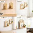 2 Pack Boho Wood Wall Hanging Shelf - Handmade Rainbow Arch Floating Shelves Trinket Storage Rack Modern Wall Decor for Bedroom Living Room Nursery Bathroom