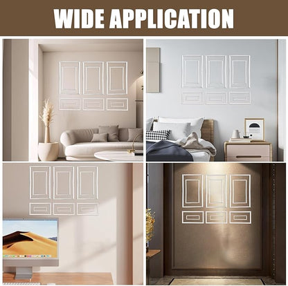 3 Set Peel and Stick Wall Molding Kit - Inner and Outer Layers Style Accent Wall Molding, Ready-to-Assemble Pre Made Wainscoting Wall Panel for Home Décor (Premium Textured Finish)