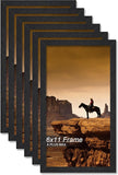 A PLUS MAX 6x11 Picture Frame Set of 6, Black Engineered Wood Frame for 6 x 11 Inch Picture Poster Photo, Light Weight 6 by 11 Frame with Wood-grain for Wall - 6 Pack/Black/6