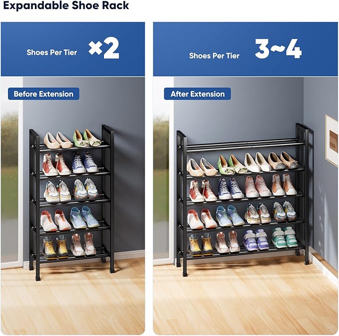 Abiglifty 5-Tier Expandable Shoe Rack,17