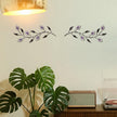 sxnzequnze 2 Pcs Metal Leaf Wall Art Crystal Bling Decorations Silver Leaves 3D Iron Handmade Home Decor Hanging Minimalist Accents Modern Set for Living Room Bathroom Bedroom Dining Room Hallway