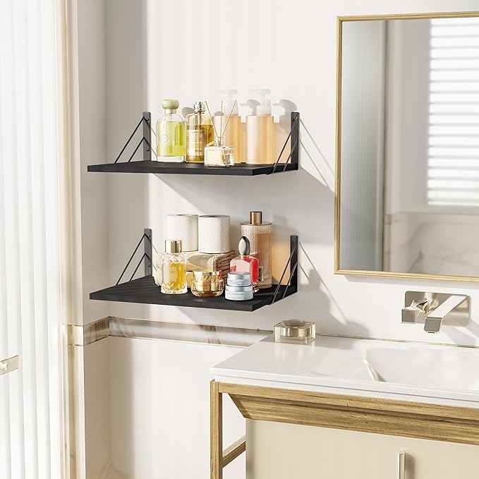 Love-KANKEI Wide Floating Shelves for Wall, Black 16
