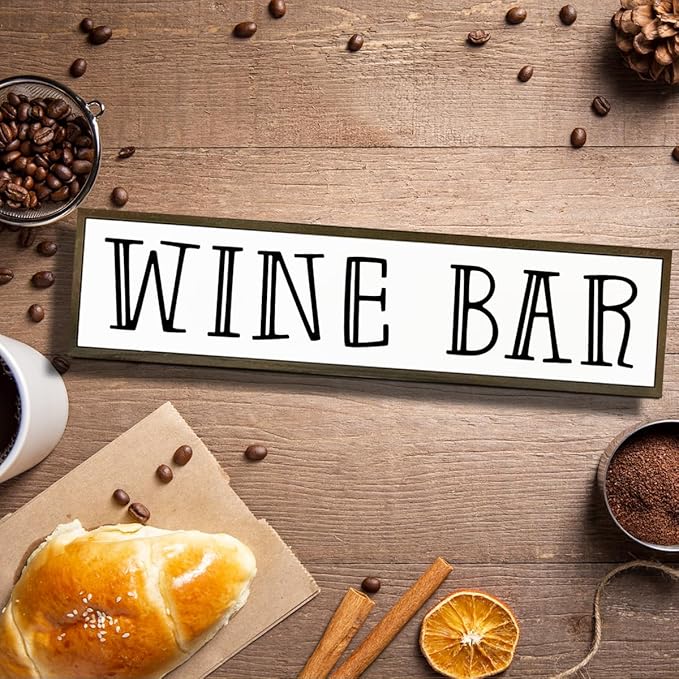 Wine Bar Sign, Rustic Wooden Hanging Signs, Farmhouse Home Decoration for Kitchen Bar, Wall Decor Art, Wine Club Decor, Decorative Wooden Signs and Plaques, 17.8x4x1.2 inches