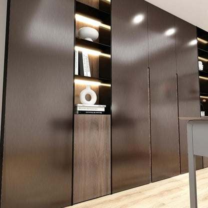 Stainless Steel Peel and Stick Wallpaper 15.7"x 196" Dark Brown Stainless Steel Contact Paper Countertop Self Adhesive Thick Vinyl Waterproof for Wall Paper Fridge Kitchen Cabinets