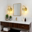 Gold Bathroom Wall Sconce, Brass Sconces Wall Lighting with Clear Glass Shade, Modern Wall Light Fixture for Bedroom Hallway Mirror