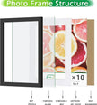 FrameWorks 10-pc Set Collage Wall Classic Wooden Picture Frames Tempered Glass/Black / 2-8