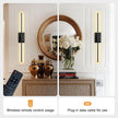 Battery Operated Wireless Wall Sconce - Modern Rechargeable Led Sconces in Black Gold Silver - Bedroom Decor Stick On Lights Set of 2 - Long Indoor Living Room Bathroom Remote Wall Light