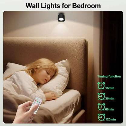AOMEES Wall Lights Battery Operated Wall Sconce, 3 Color Temperatures & 3 Brightness Levels & Remote and Touch 360°Rotation, Mounted Cordless Lamp Magnetic Rechargeable Led Lights for Bedroom 3pcs