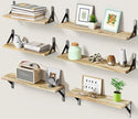 AMADA HOMEFURNISHING Long Wall Shelves, Rustic Farmhouse Style, Wood Floating Shelves for Wall Decor, Bathroom & Bedroom Storage, Living Room Book Shelves, 6pcs