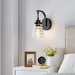 Modern Black Wall Sconce Light, 1-Light Bathroom Vanity Light with Clear Glass Shade for Mirror, Indoor Wall Mounted Fixture for Bedroom, Hallway, Entryway