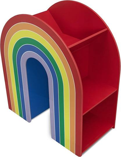 Delta Children Rainbow Bookcase – Greenguard Gold Certified Kids Bookshelf and Toy Storage, Montessori Bookcase for Playroom, Nursery and Classroom, Colorful Kids Book Shelf, Natural Finish