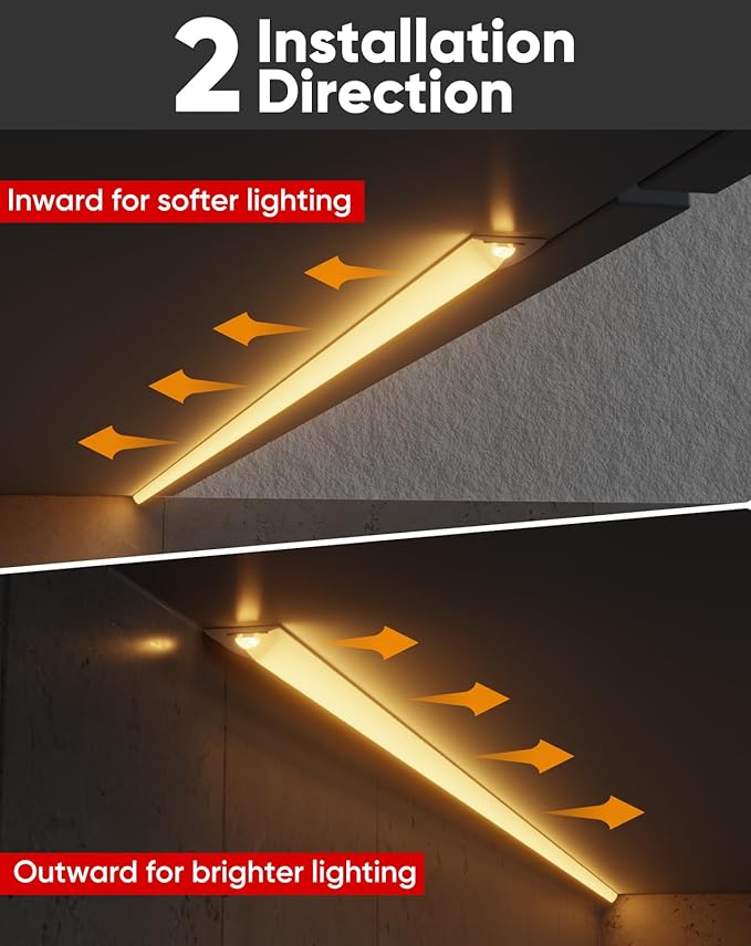 Shine Decor Under Cabinet Lighting Strip, Free Cuttable LED Silicone Neon Rope Hardwired 24V Anti-Glare Bright Cozy 504 Lumen for Indoor, Adhesive White Shell 2700K Warm 24” UL Certified, No Adapter