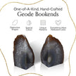 Nature's Decorations Agate Bookends - A Quality Natural Geode with Non-Skid Rubber Bumpers for Shelves, Office, Home Decor - Heavy Duty Cool Crystal Stone (2-3 LB)