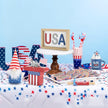 4th of July Decorations, Memorial Day Decorations, Independence Day Patriotic Tiered Tray Decor Set, 6 Pieces Fourth of July Centerpieces for Home Office Table Shelf, Red White and Blue Decorations