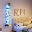 8 Tier Wall Shelf Unit with LED Light, White Floating Shelf, Vertical Display Shelf, Wall Decor for Bedroom, Living Room, Vanity, 15