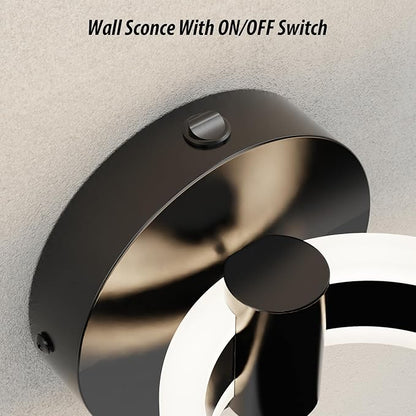 LED Wall Sconces with ON/Off Switch, Matte Black Rotatable Hardwired Wall Light Fixtures, Built in USB Charging Port, Modern Wall Decor for Bed Lighting.