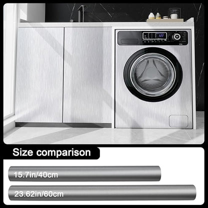 Stainless Steel Contact Paper 23.6"x 196" Silver Stainless Steel Contact Papers Peel and Stick Countertop Removable Self Adhesive Thick Texture Vinyl Waterproof Wallpaper for Fridge Kitchen Cabinets