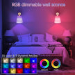Battery Operated Wall Sconce Set of 2,Gold Rechargeable Wall Lights with Lampshade Dimmable RGB Bulbs and Remote,15 Colors Wireless Wall Lamps for Bedroom Living Room (Gold-3P)