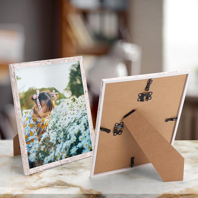 Hoikwo 18 Packs 8x10 Distressed White Multi Plastic Picture Frames Set with Plastic Cover for Family Photos, Artwork, Light Weight Bulk 8 by 10 Frames Pack for Wall Hanging and Table
